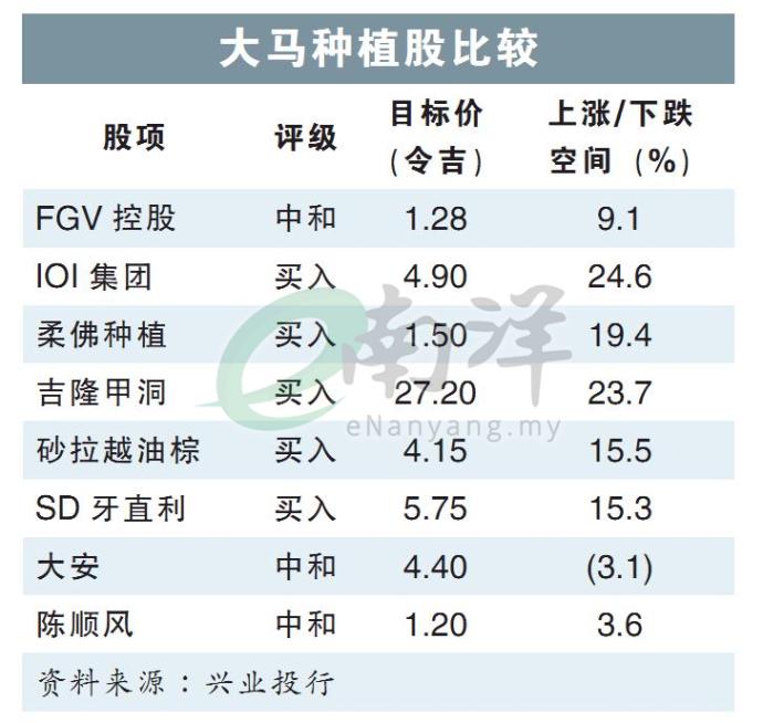 大马种植股比较